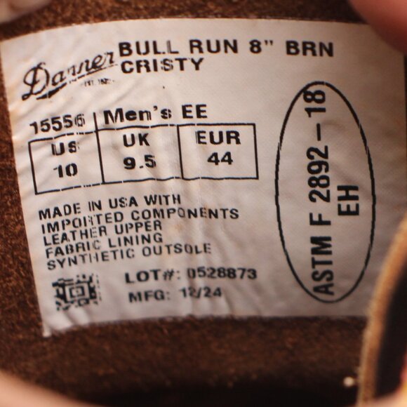 Danner Bull Run Men's Size 10 EE Brown Leather Soft Toe Wedge Work Boots 15556 - Picture 3 of 9